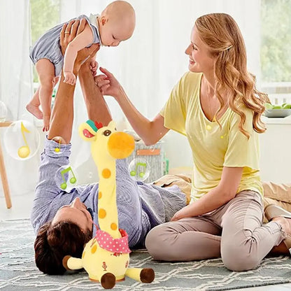 Electric Singing Dancing Giraffe Toy With Light & Voice Recording, Swing Motion Interactive Plush Animal For Kids Gift