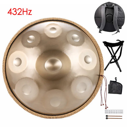 Tambour à main doré 432Hz/440Hz, langue en acier de 22 pouces pour Yoga, méditation, Instrument pour débutant, cadeau 9/10/12/1417 Notes