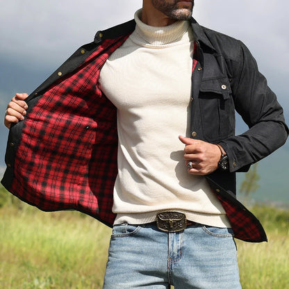 Vestes pour hommes, printemps, chemise doublée en flanelle, manteau, veste décontractée à boutons-pression, style cowboy occidental, haut de haute qualité, taille US