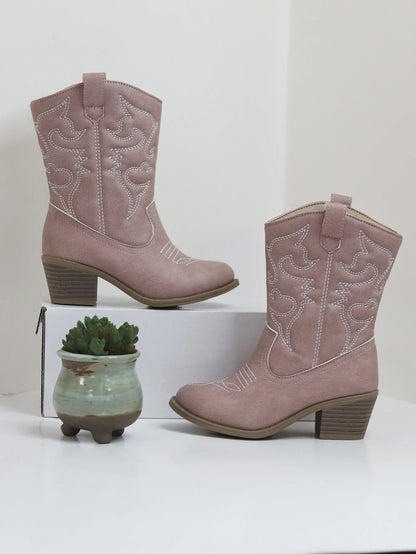 Classic Western Knee High Boots for Girls Premium Quality Slip-on Cowboy Long Booties Kids Autumn Heeled Point Botas Kids Shoes