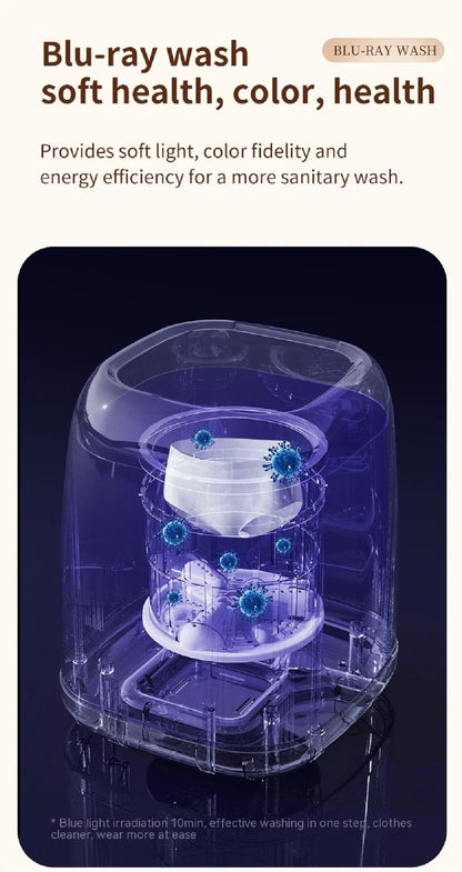 Mini Washing Machine,9L Capacity，Portable Home Dormitory Underwear Socks Elution Washer,3 Major Cleaning And Care Modes