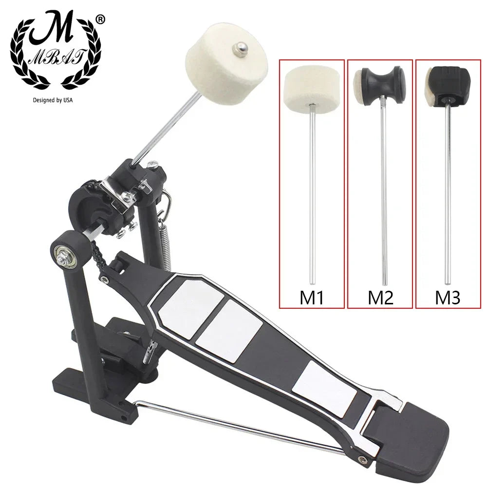 M MBAT – marteau de batteur à pédale de tambour, remplacement pour Kit de batterie, accessoire, arbre en acier inoxydable, tête de batteur à pédale en feutre