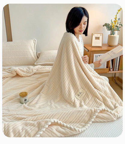 Category A Thickened Jacquard Velvet Autumn Warm Winter Blanket Soft Delicate Warmth Sofa Blankets for Thorw Comfortable Duvet