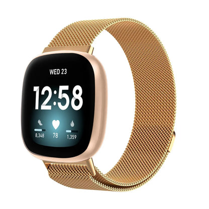 Bracelet à mailles milanaises en métal pour montre connectée Fitbit Versa 4/Versa 3 Bracelet officiel pour Fitbit Sense 2-1 Correa magnétique