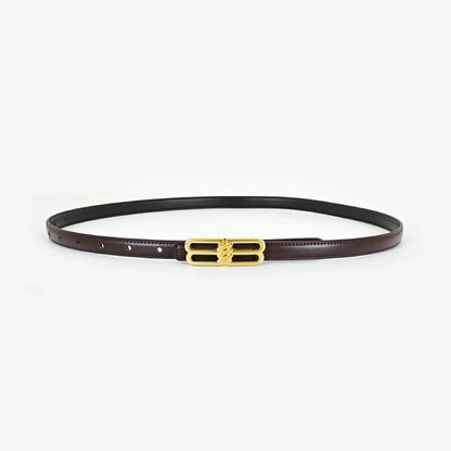 Women's genuine cowhide leather belt, luxury bb bucket, elegant design, denim belt, thin belt