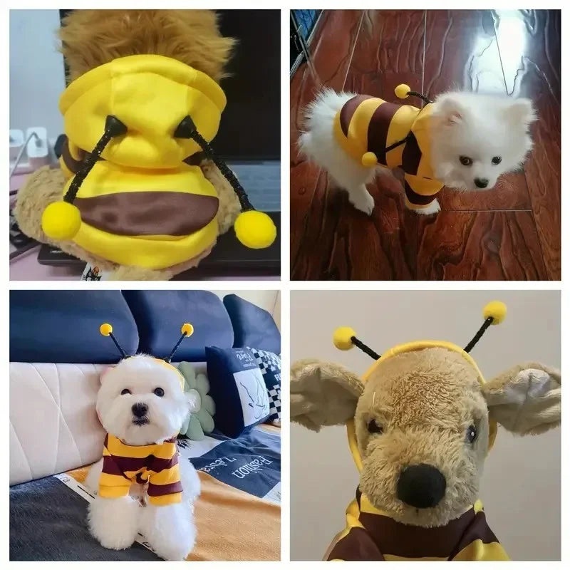 Sweat à capuche pour animaux de compagnie thème Abeille mignonne 2025 - Un pull douillet en tricot pour chiots et chats, parfait pour les costumes de cosplay de fêtes de fin d'année