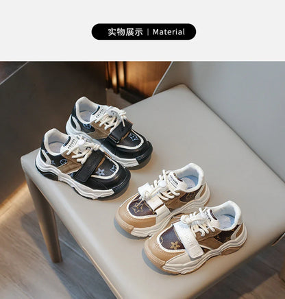 Chaussures de sport pour enfants garçons et filles automne nouvelles chaussures de tennis rétro moyennes et grandes, chaussures décontractées à carreaux pour étudiants