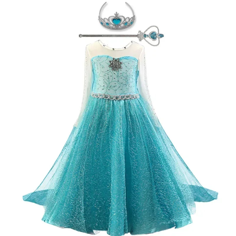 Robe Elsa pour filles de 3 à 10 ans, robe de princesse Elsa pour anniversaire, carnaval, Pâques, Halloween, fête, cosplay, costume pour filles