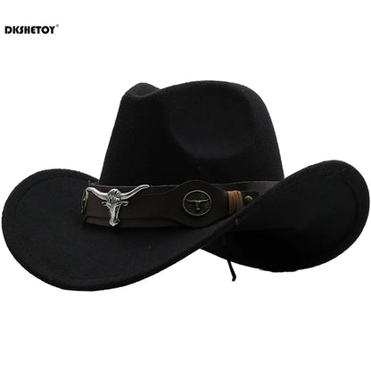 Chapeaux de Cowboy à la mode, chapeau Panama de Cowgirl à large bord avec ceinture rétro pour déguisement de fête