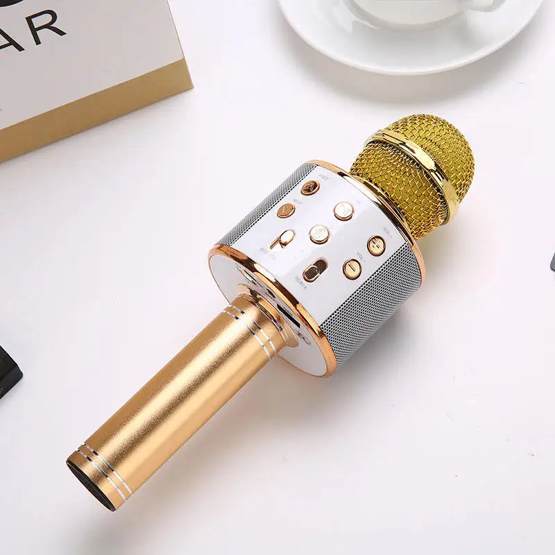 Wireless Bluetooth Karaoke Microphone, 5-in-1  Mic with Built-in Stereo Speaker/4 Voice-Changing Effect, Great Gifts