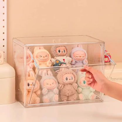 Labubu Doll Storage Box Large Capacity Transparent Acrylic Display Cabinet Dustproof Case Desktop Organizer For Home