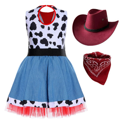 Wild West Cowgirl Cosplay Costume Set Cowboy Halloween Carnival Cosplay Dress Up Outfit Festival Dance Party Stage Performance