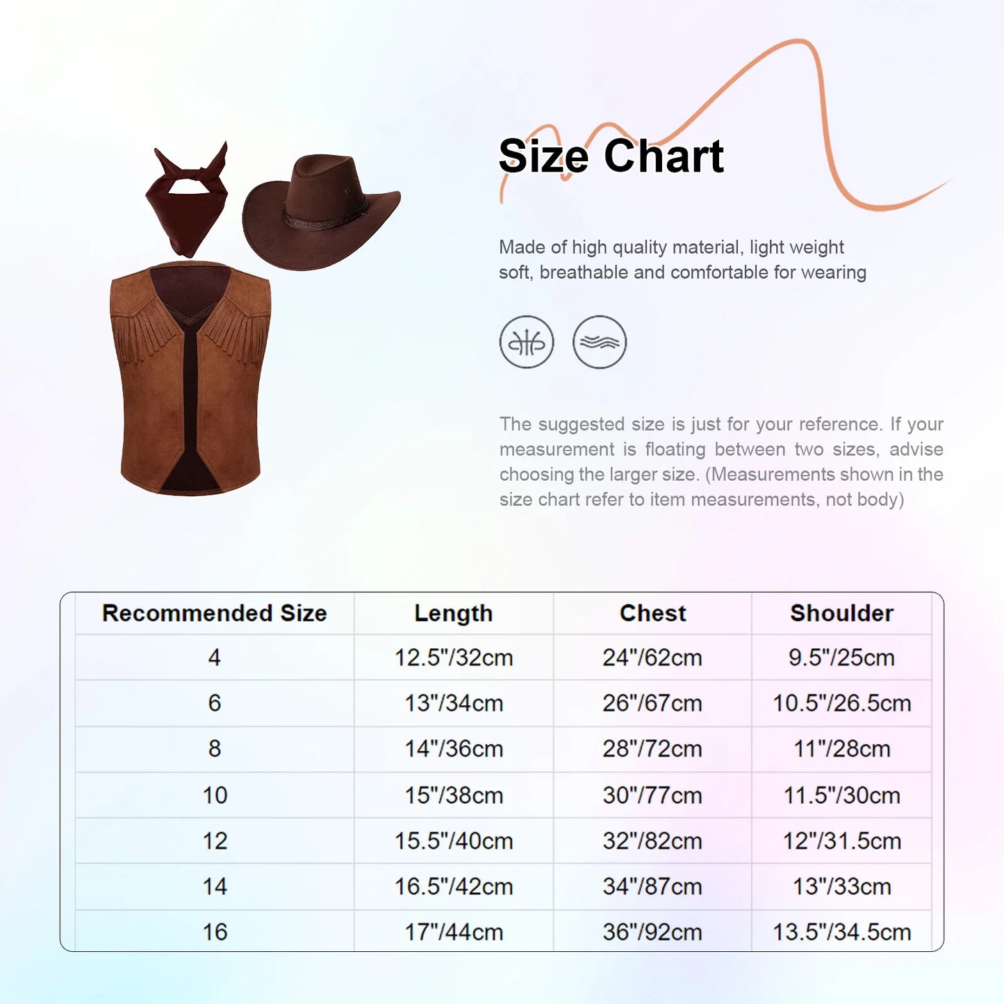 Boys Girls Western Cowboy Cosplay Costume Suede Fringe Vest with Bandanna Scarf Hat Halloween Carnival Party Cowgirl Dress Up