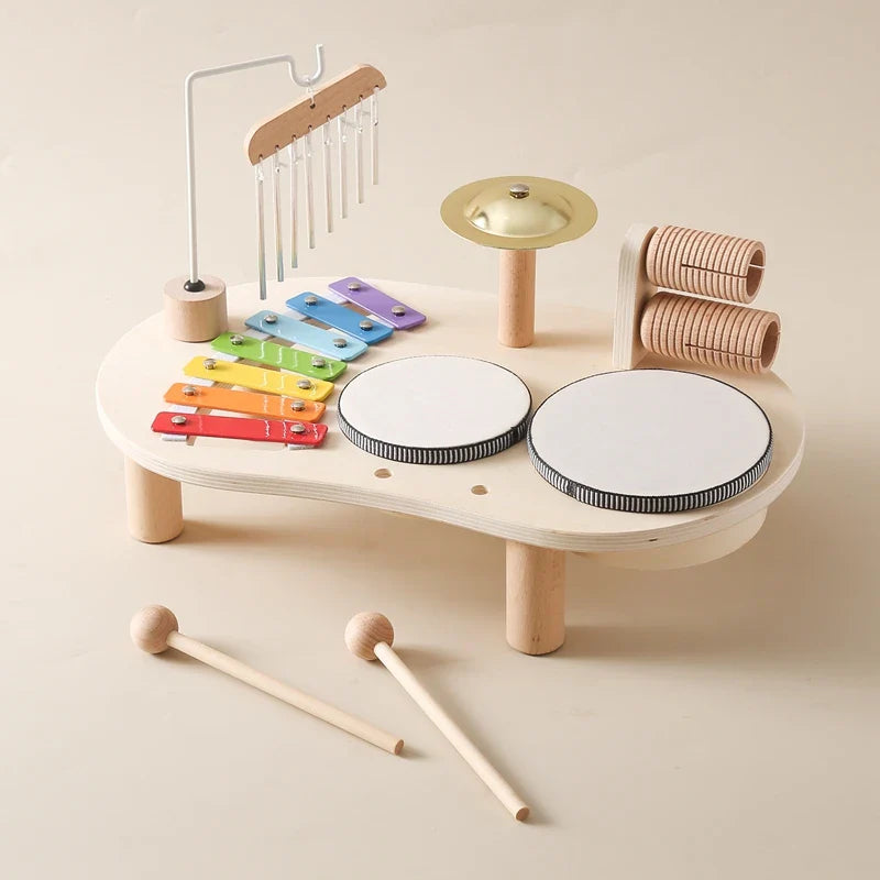 Jouets Éducatifs Bébé en Bois Carillons Éoliens Montessori Jouets Musicaux pour Enfants Xylophone Cadeaux d'Anniversaire Nouveau-né Table Musicale Jouets