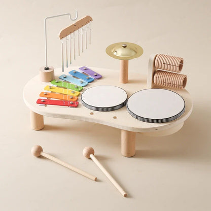 Jouets Éducatifs Bébé en Bois Carillons Éoliens Montessori Jouets Musicaux pour Enfants Xylophone Cadeaux d'Anniversaire Nouveau-né Table Musicale Jouets