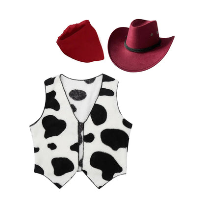 Costumes de Cowboy Western pour Enfants, Tenue de Cowboy pour Bol et Garçons, Chaps Pantalon avec Glaand Bandana Chapeau, Cowgirls fur s Up, ixd'Halloween