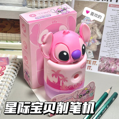 Stitch Manual Hand Crank Pencil Sharpener Durable Metal Blade with Eraser Portable Sharpening Tool Kids Safe Design 2025 New