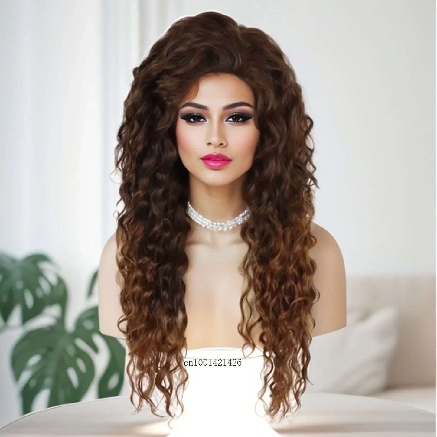 Perruque blonde bouclée cheveux synthétiques longs naturels perruques ondulées pour femmes blanches, raie libre, racines foncées, perruques ombrées, perruque ondulée tendance + autocollants