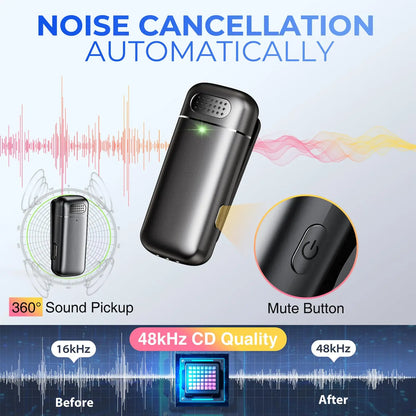 Mini Wireless Lavalier Lapel Microphone for iPhone iPad Tiktok, YouTube, Podcast, Vlog, Video Recording, Live Streaming