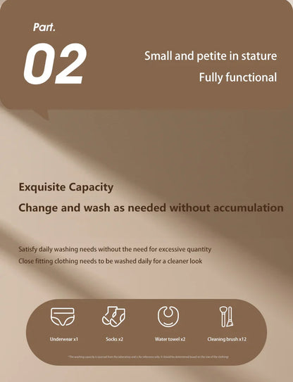 Mini Washer Underwear&Socks Makeup Brush Cleaner Washer Rechargeable Wireless Portable for Travel/Home/Dormit