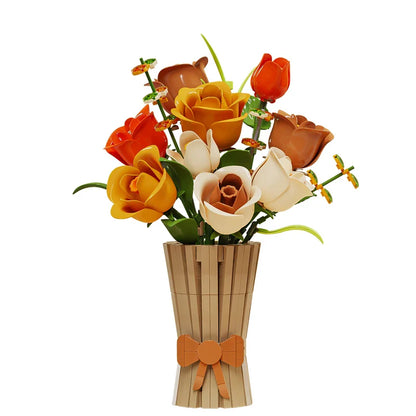 13066 868 + pièces blocs de construction Bouquet de fleurs plante Rose briques modèle enfant bricolage jouets adulte romantique cadeaux de saint valentin