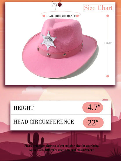 Chapeau de Cowgirl rose pour filles et enfants, chapeau de Cowboy avec lunettes Bandana, casquette de princesse occidentale, accessoires de Costume de fête d'anniversaire