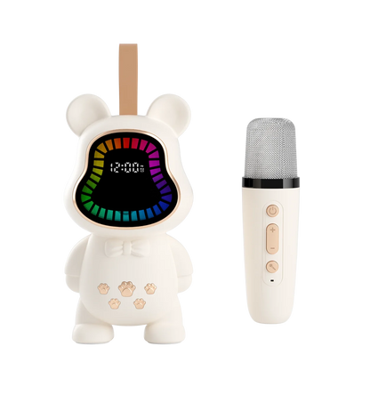 New Karaoke Speaker With Wireless Microphone Sing Bluetooth 5.3 Cute Children Gift Toy Hifi Sound Stereo Mini Audio RGB Lighting