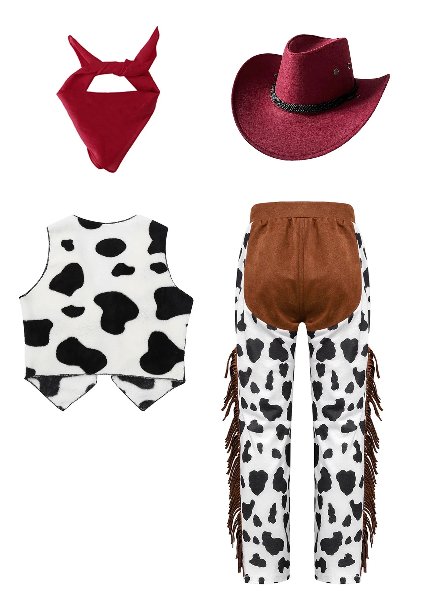 Costumes de Cowboy Western pour Enfants, Tenue de Cowboy pour Bol et Garçons, Chaps Pantalon avec Glaand Bandana Chapeau, Cowgirls fur s Up, ixd'Halloween