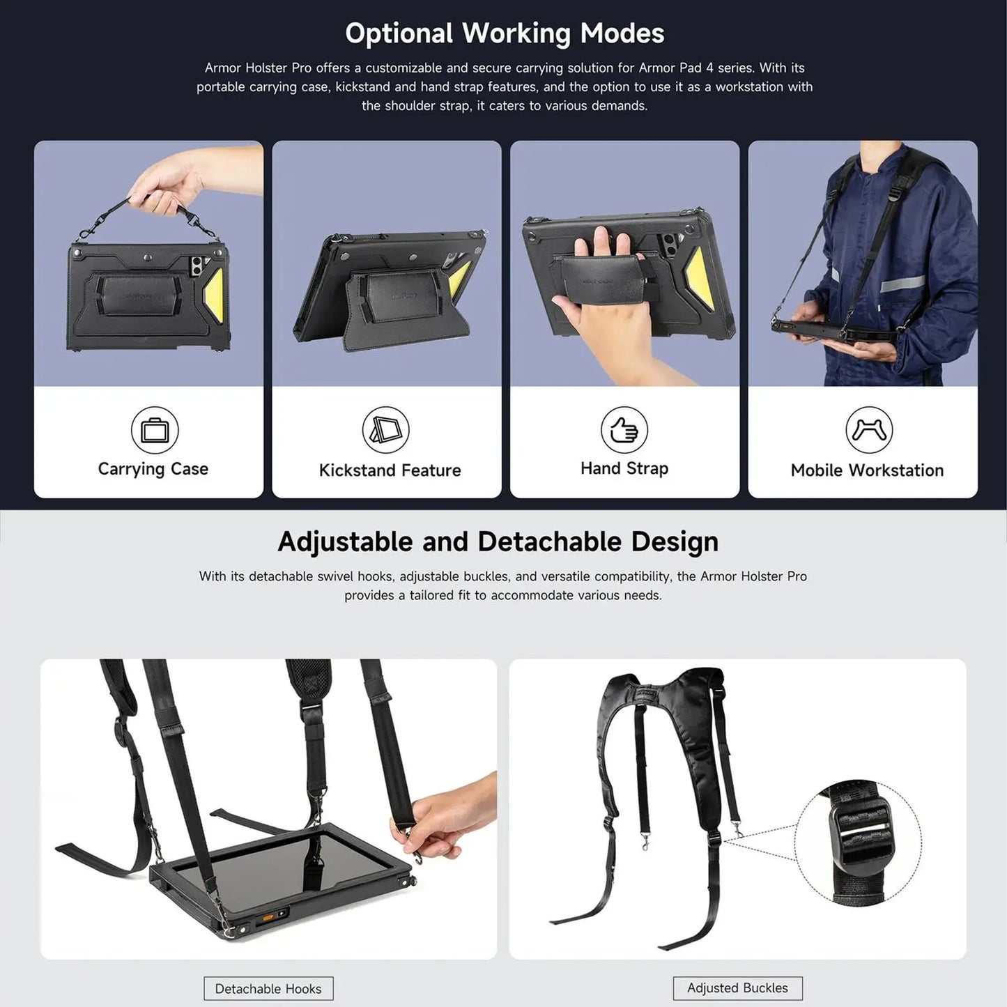 For Ulefone Armor Pad 4 Series Ulefone 4 in 1 Multi-purpose Tablet Carry Case
