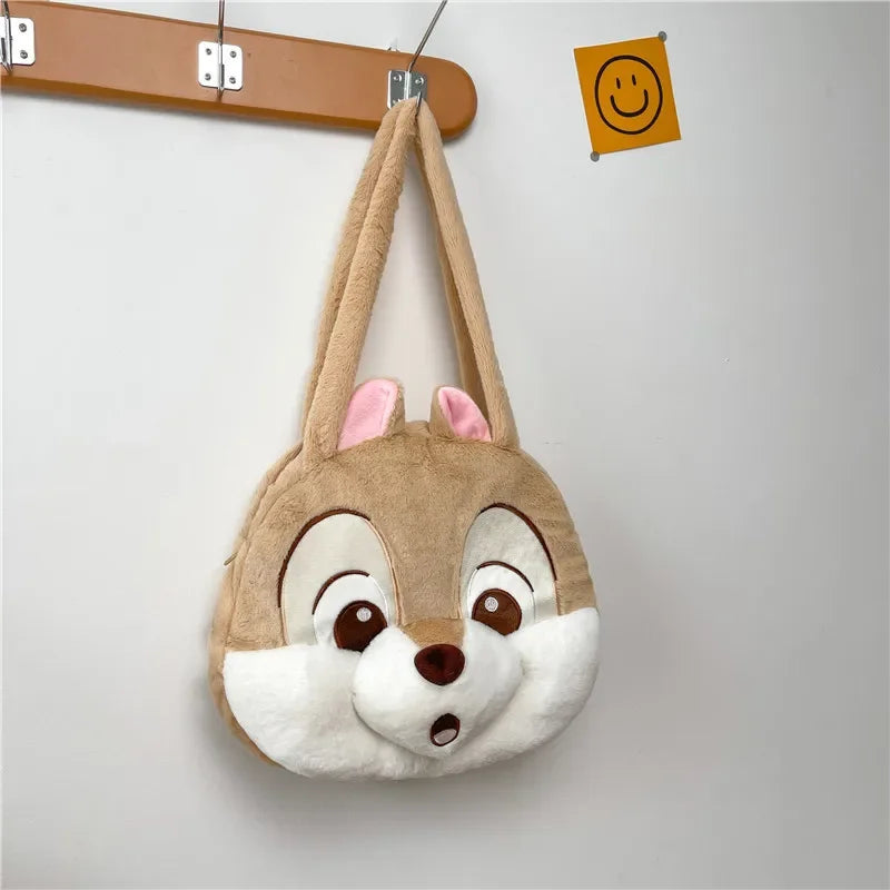 Plush Cartoon Chipmunk Squirrel  Large Capacity Shoulder Bag Sweet Versatile Cute Women's Bag Stitch Mobile Cosmetics Storage