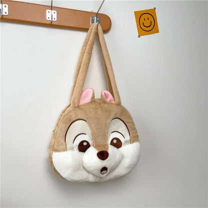 Plush Cartoon Chipmunk Squirrel  Large Capacity Shoulder Bag Sweet Versatile Cute Women's Bag Stitch Mobile Cosmetics Storage