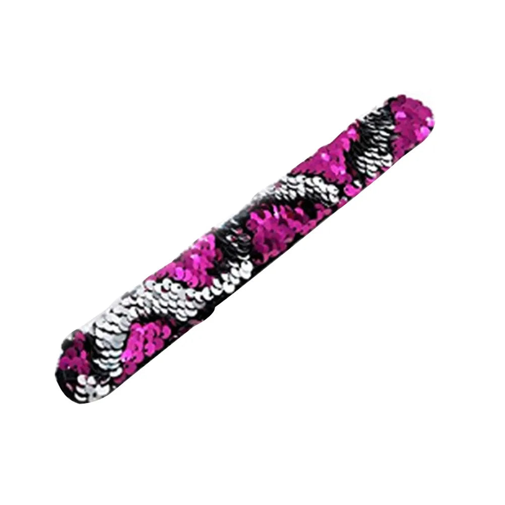 Bracelet à paillettes bicolore, rouge rose et argent, bracelet de fête, cadeaux de fête pour enfants, cadeaux de Noël, Nouvel An, carnaval