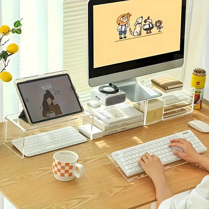 Transparent acrylic keyboard stand, compact desktop lift stand suitable for keyboards and mini computers - saving space
