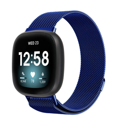 Bracelet à mailles milanaises en métal pour montre connectée Fitbit Versa 4/Versa 3 Bracelet officiel pour Fitbit Sense 2-1 Correa magnétique