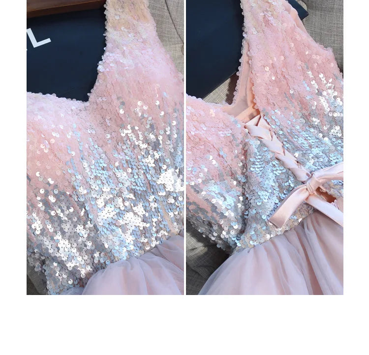 F2122 Customized Short Cocktail Party Dress Girl Graduation Robe 2025 Sweet Memory Colorful Sequined Mesh Tulle Prom Dresses