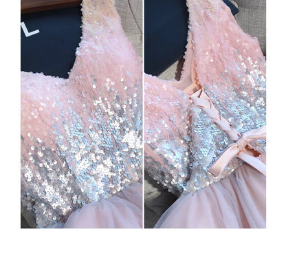 F2122 Customized Short Cocktail Party Dress Girl Graduation Robe 2025 Sweet Memory Colorful Sequined Mesh Tulle Prom Dresses