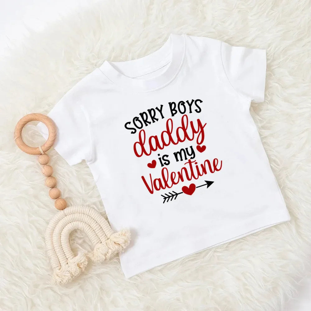 T-shirt imprimé pour maman et papa, vêtements pour enfants, hauts pour garçons et filles, tenue décontractée pour fête de la saint-valentin