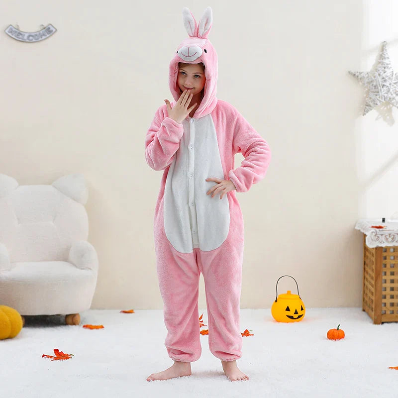 MICHLEY Pyjama grenouillère en flanelle pour Halloween, hiver, avec capuche, pour enfants, déguisement familial, combinaison de nuit, robe de chambre pour garçons et filles