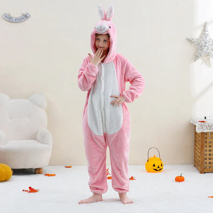 MICHLEY Pyjama grenouillère en flanelle pour Halloween, hiver, avec capuche, pour enfants, déguisement familial, combinaison de nuit, robe de chambre pour garçons et filles