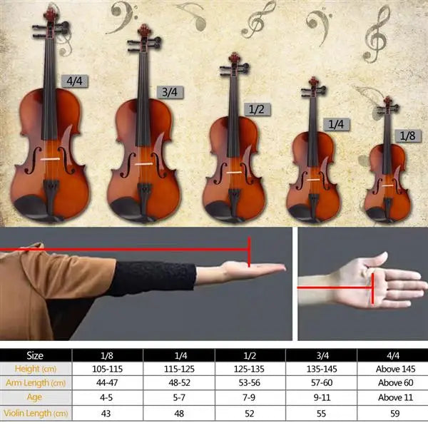 Nouveau Violon acoustique 1/4 avec étui, colophane rose