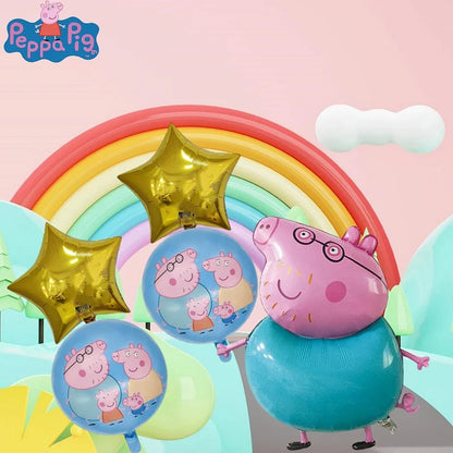 Peppa Pig Theme George Pig Dad Pig Mother Combination Set Aluminum Film Balloon Birthday Children's Day Party Decoration Backgro