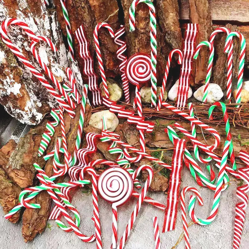 Cannes à bonbons de Noël en acrylique, pendentif béquille torsadé pour arbre de Noël, décorations de Noël pour le Nouvel An, ornements, cadeaux