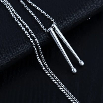 Tambour collier baguettes Punk bijoux Punk baguettes pendentif collier Cool tambour bâton collier pour femmes hommes tambour bâton