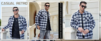 TACVASEN Veste d'hiver en coton à carreaux pour homme, manches longues, matelassée, doublée, en flanelle, multi-poches, vêtements d'extérieur, manteaux de randonnée