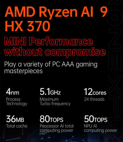 OneXplayer X1 mini AMD AI 9 HX 370 / 8840U 8.8'' 3-In-1 Handheld PC Game Console Laptop Tablet AI Computer Detachable Controller