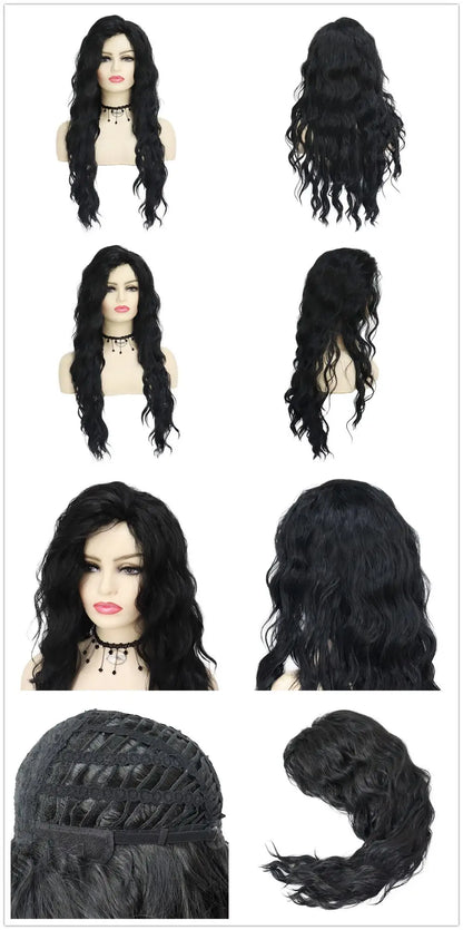 Perruque blonde bouclée cheveux synthétiques longs naturels perruques ondulées pour femmes blanches, raie libre, racines foncées, perruques ombrées, perruque ondulée tendance + autocollants