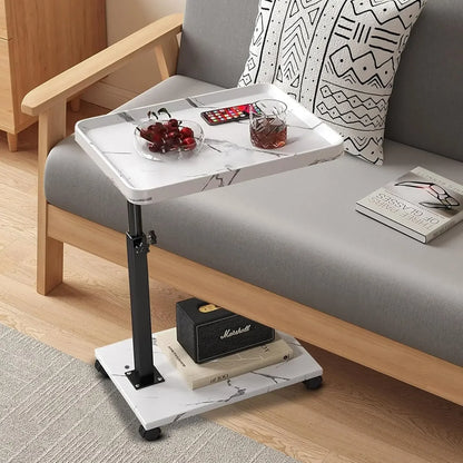 Chariot roulant réglable, Table de chevet, bureau pour ordinateur portable, lit médical pour la maison, plateau alimentaire 360 °   Bureau à domicile de table de plateau de canapé rotatif