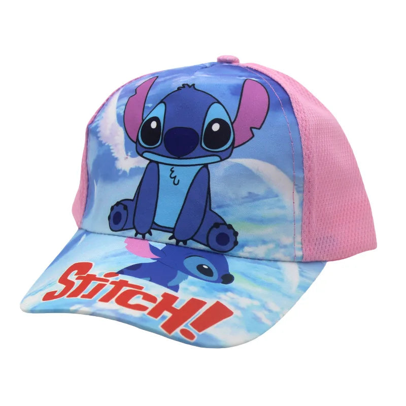 2025 new Stitch printed children's grid baseball cap, children's duckbill cap, outdoor travel sun hat