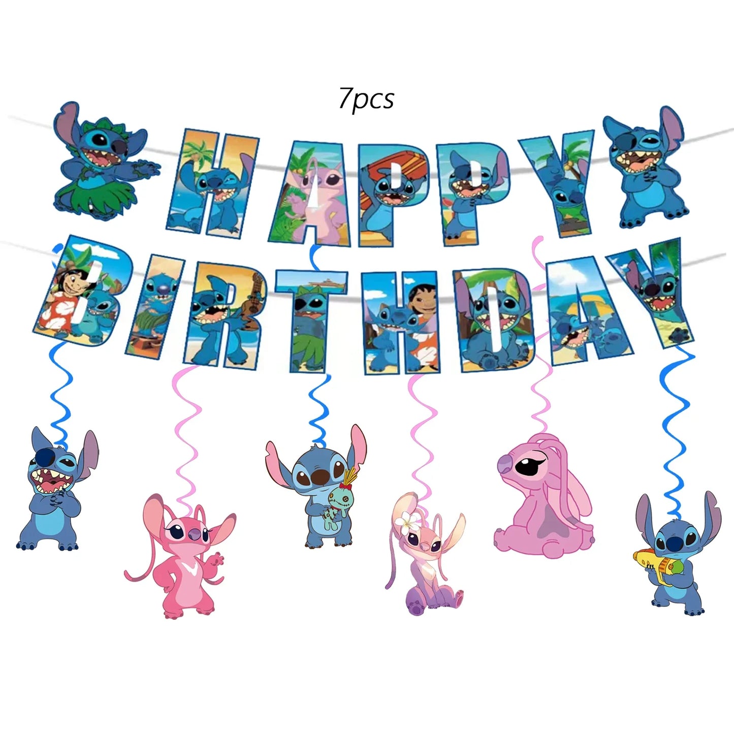Stitch Party Supplies, Birthday Banner,  Hanging Swirls For Stitch Party Decorations，Stitch birthday party decorations