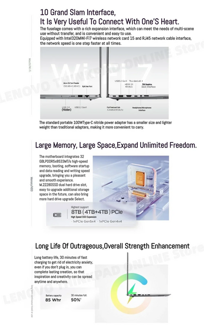 【2025 New】Lenovo ThinkBook 14+ Laptop U5-225H/U7-255H/U9-285H Arc 130T/140T 14.5inch 3K 120Hz Matte Screen